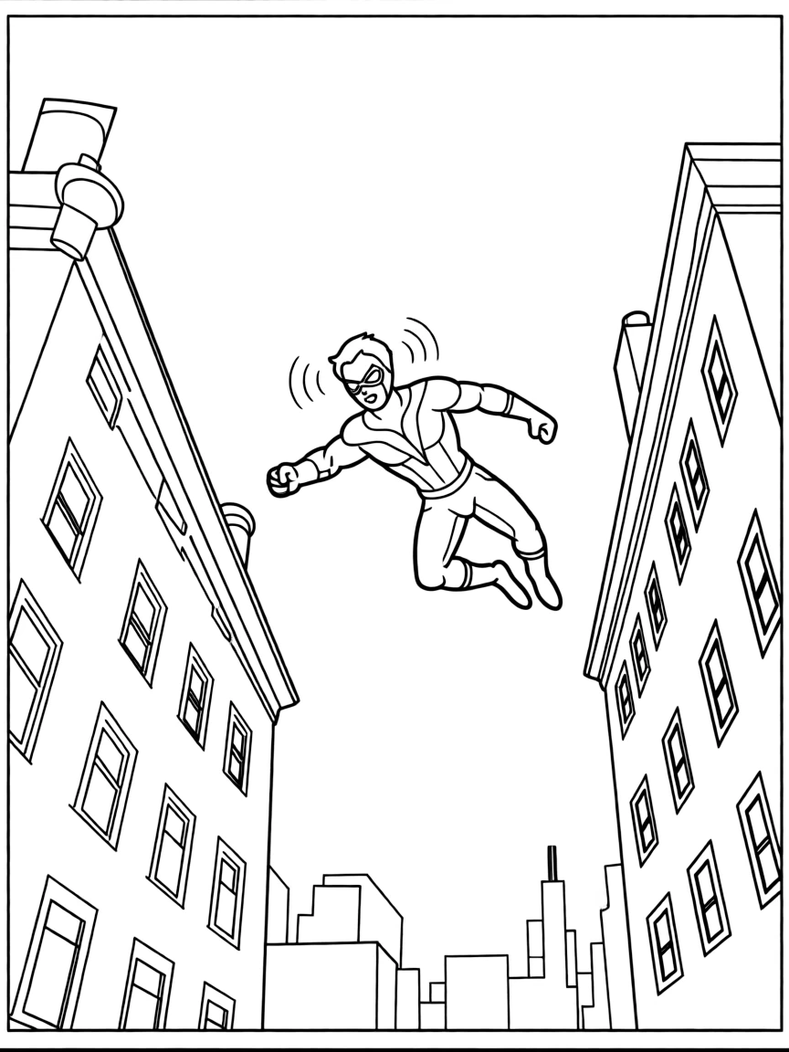 Daredevil leaping between buildings in Hell's Kitchen, using his enhanced senses in the dark city