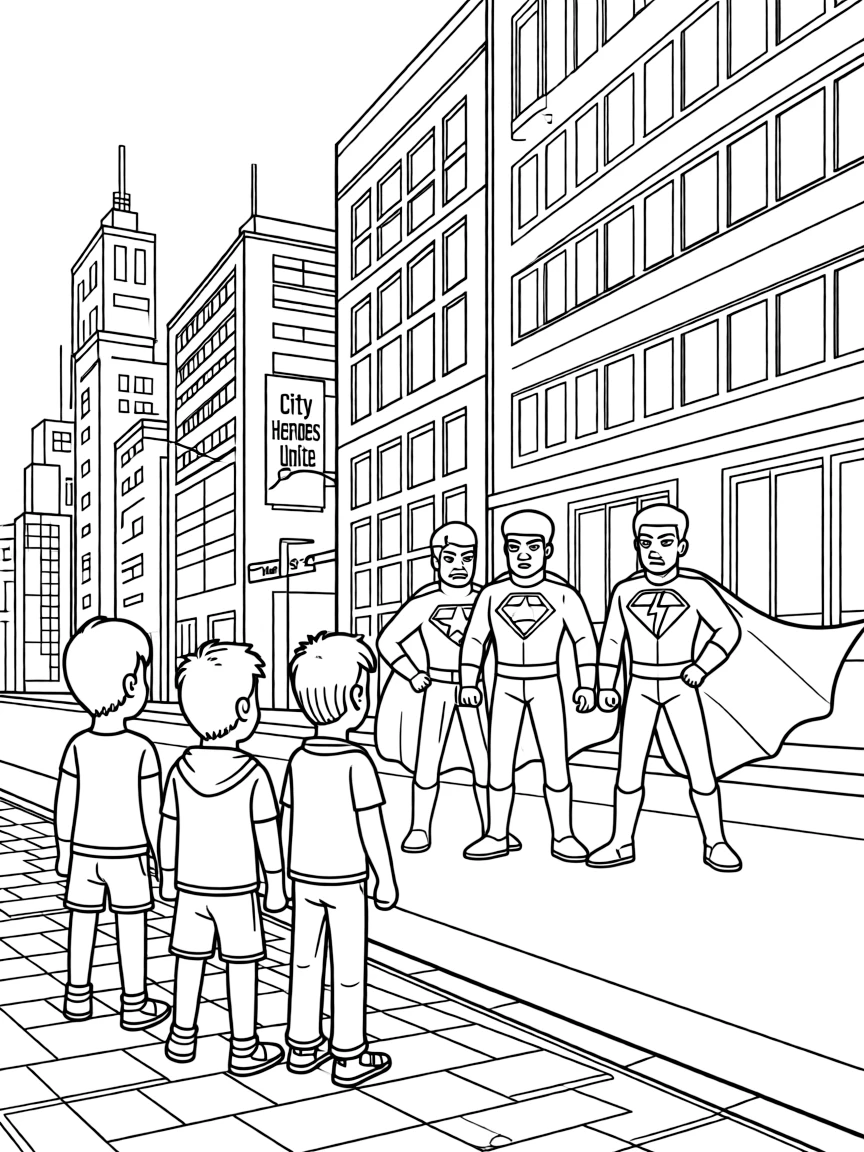 The Boys confronting corrupt superheroes in a modern cityscape with dark themes and realistic details