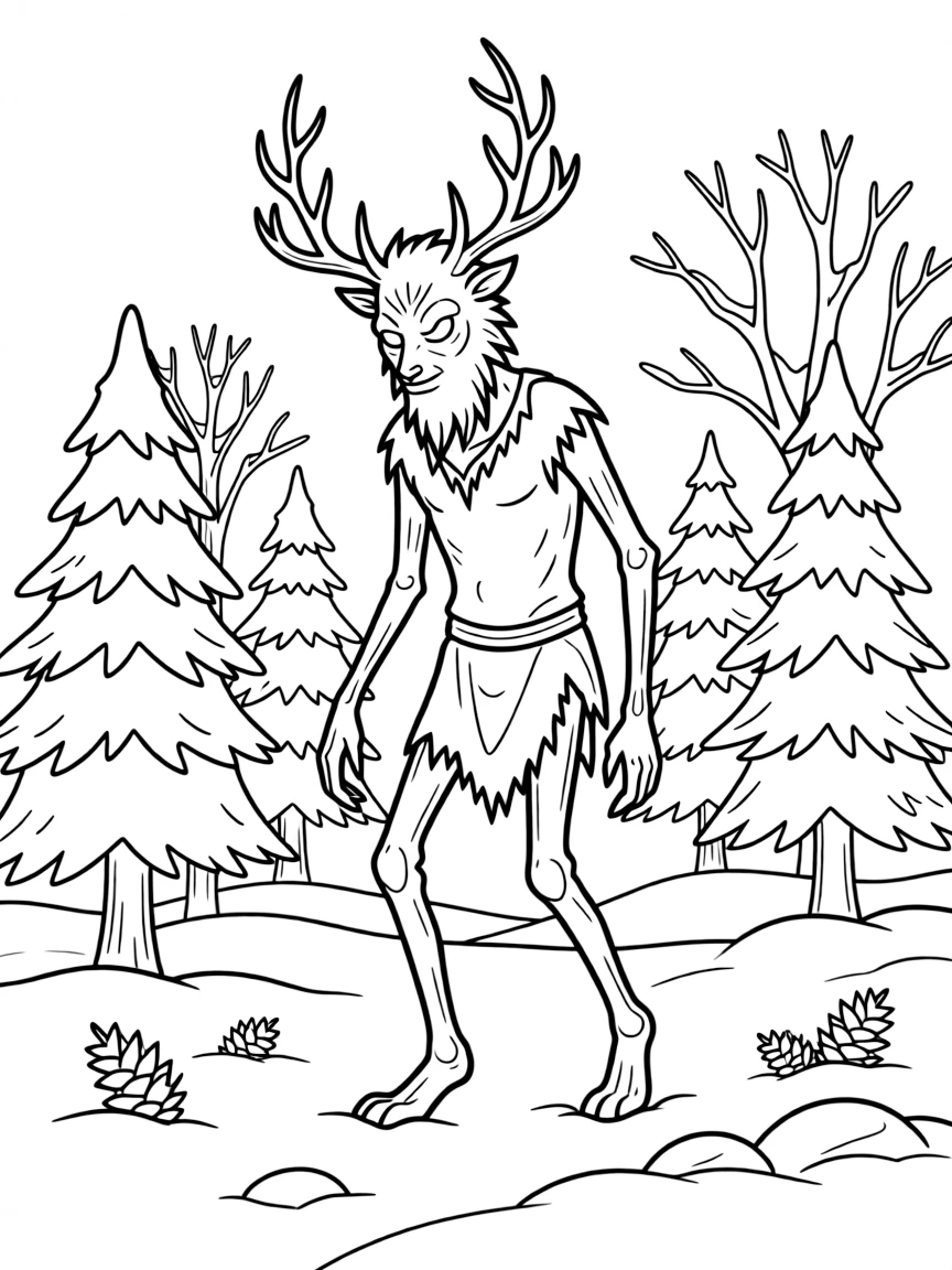 Wendigo stalking through snowy forests, with its gaunt appearance and haunting Native American legends