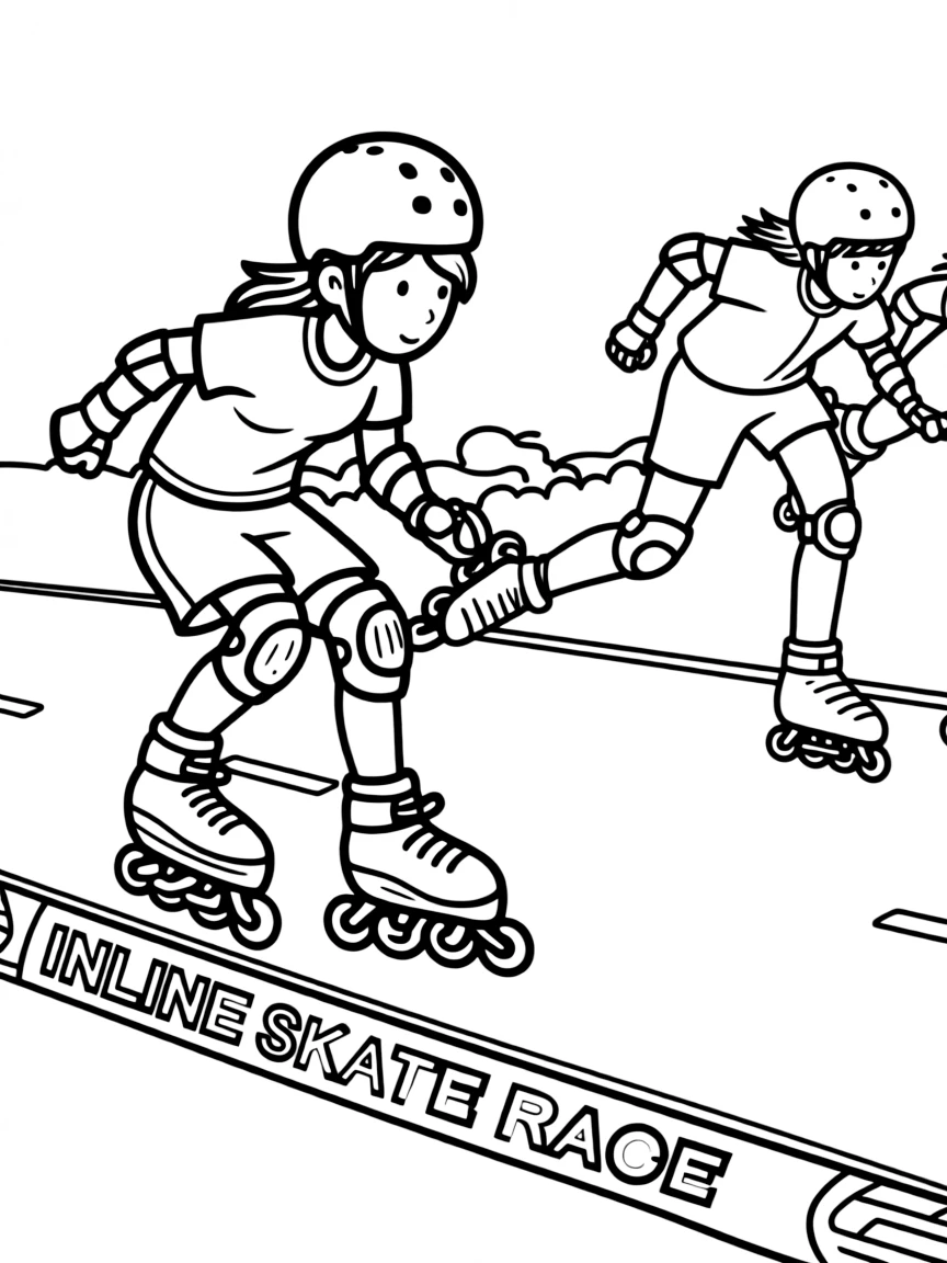 Inline skates racing with speed skaters, protective gear, and smooth pavement for competitive racing