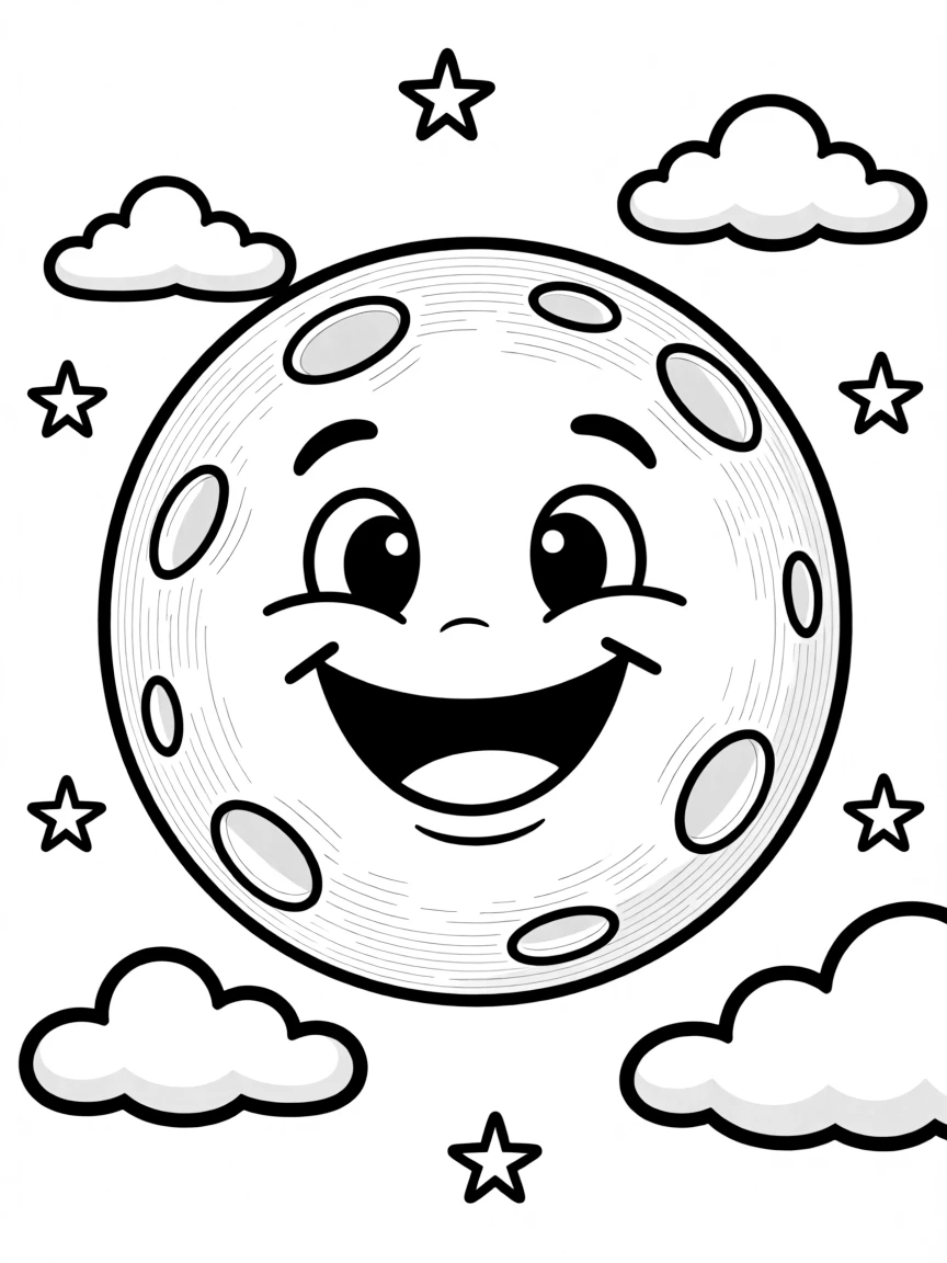 cartoon drawing of full moon
