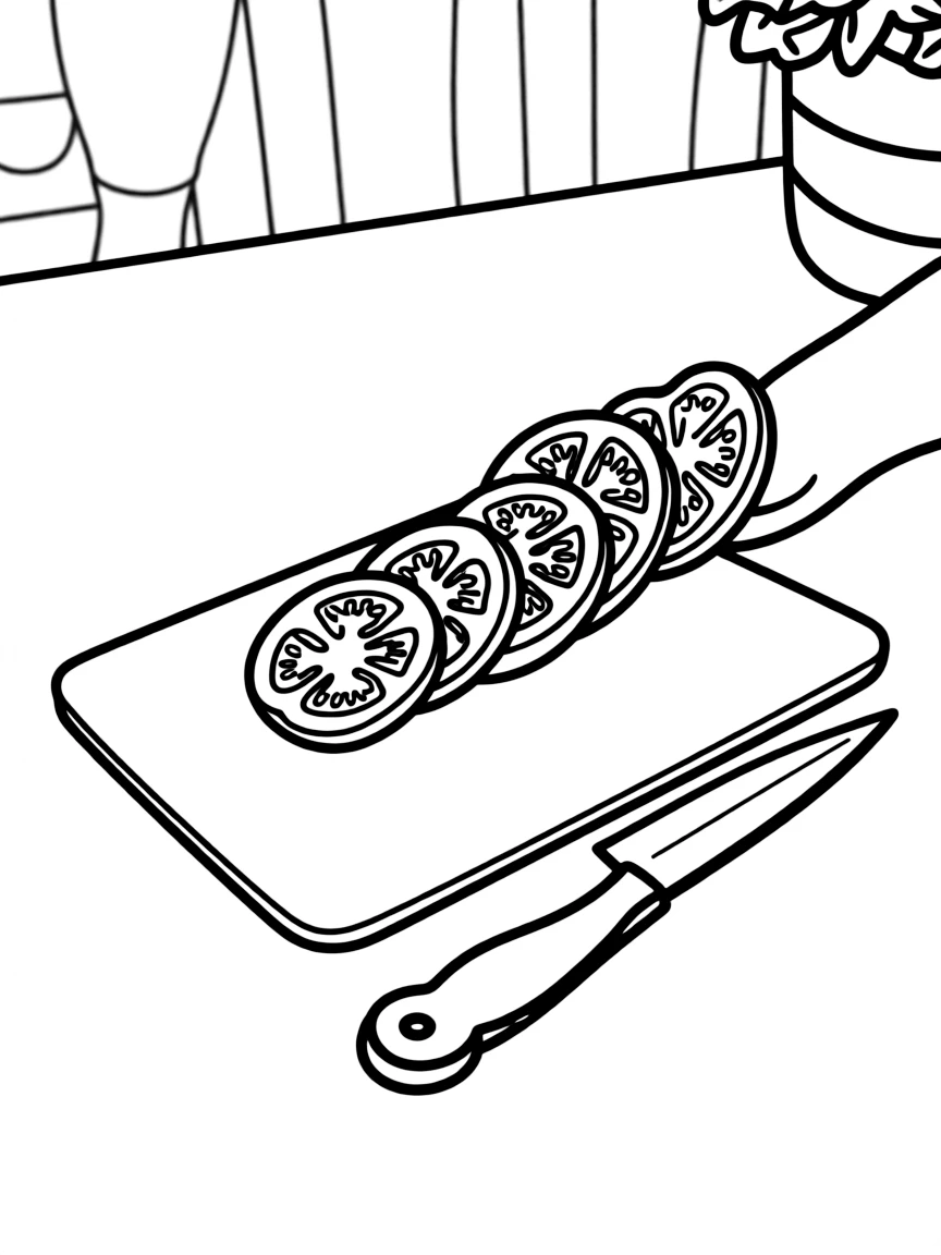 sliced tomato on a cutting board