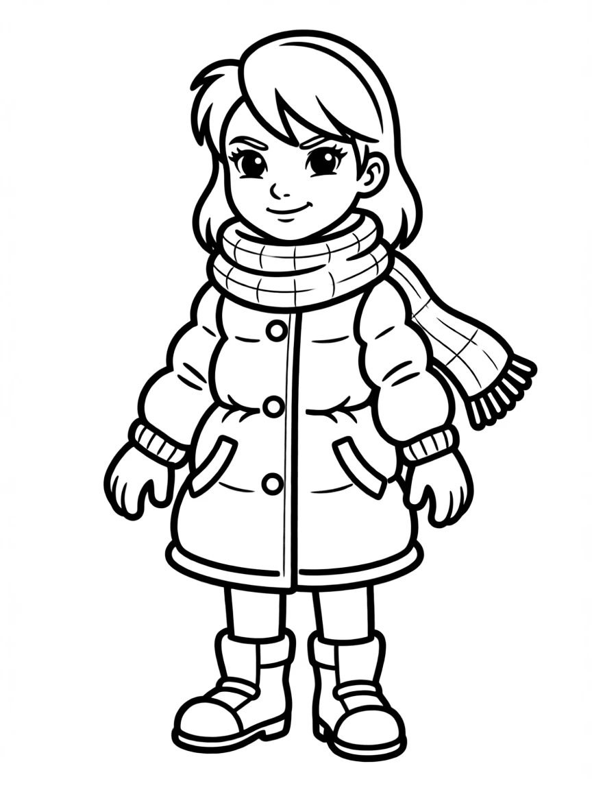 Anna looking determined, bundled up in her winter clothes.
