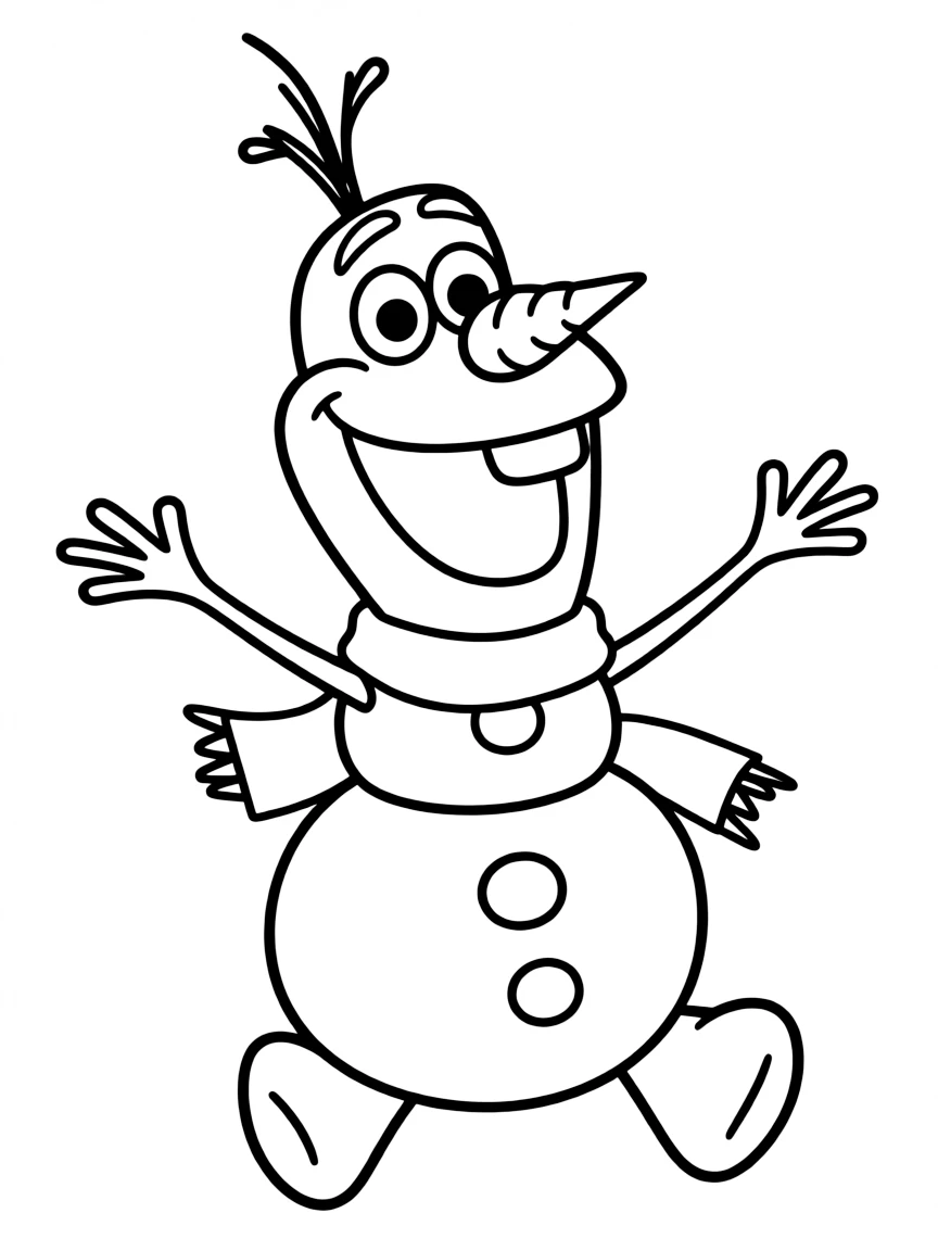 Olaf the snowman laughing and giving a warm hug.