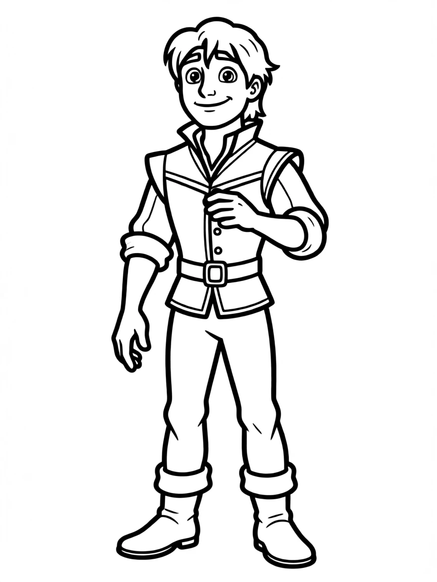 Flynn Rider looking charming and a little bit flustered.