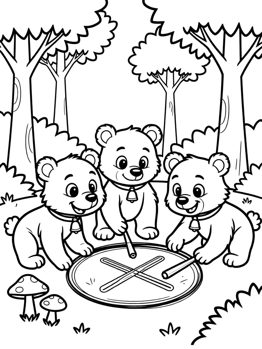 Merida's three mischievous bear cub brothers playing together.