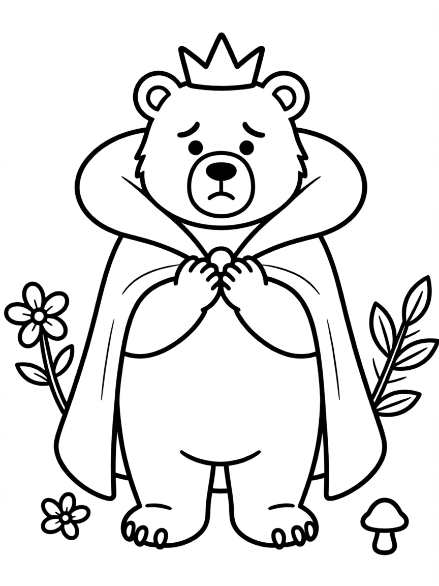 Queen Elinor as a bear, looking worried but loving.