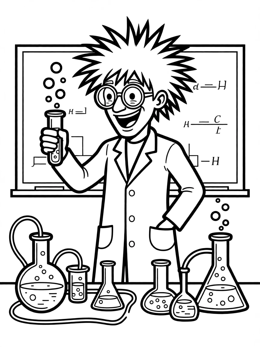 Jumba Jookiba looking like a mad scientist, with experiments bubbling.