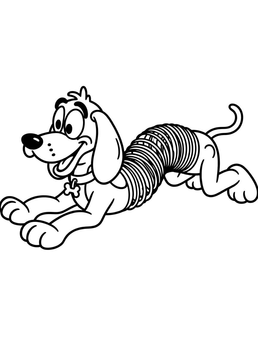 Slinky Dog stretching, with his springy body.