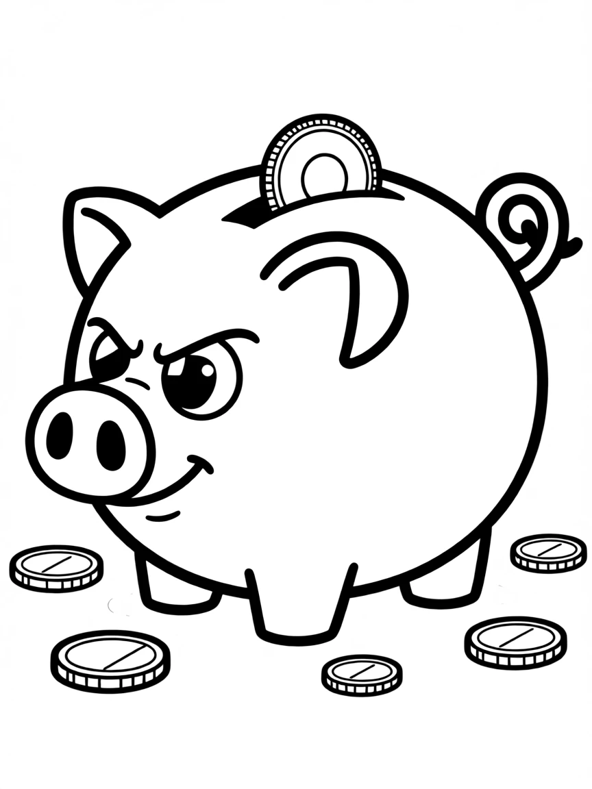 Hamm the piggy bank looking smug, with a coin in his slot.