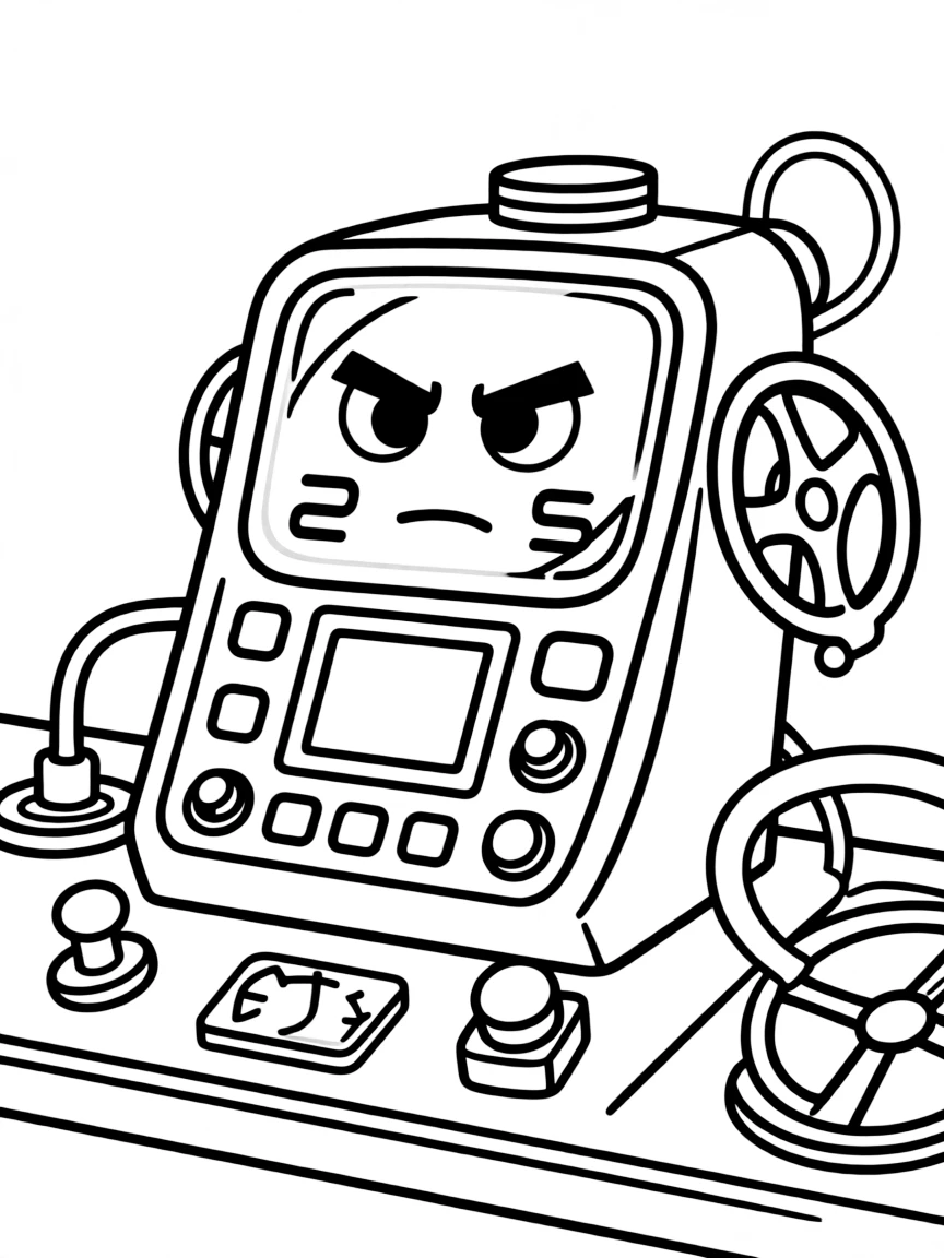 Auto the autopilot looking stern and controlling the ship.