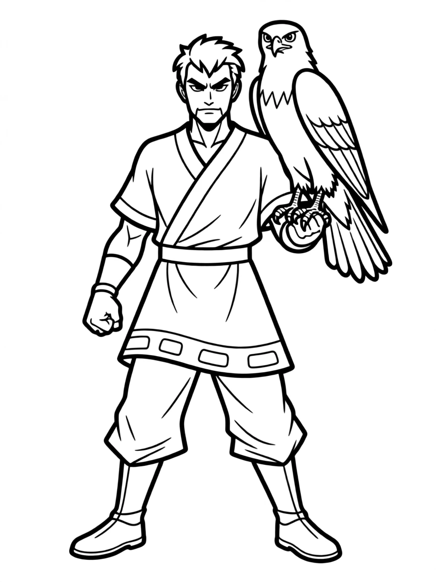 Shan Yu looking menacing with his hawk on his arm.