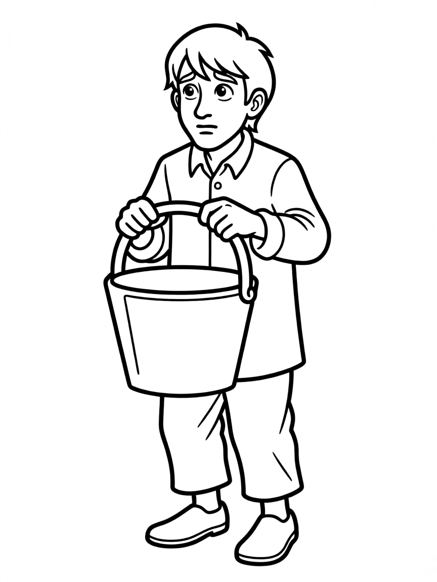 Smee looking nervous and holding a bucket.