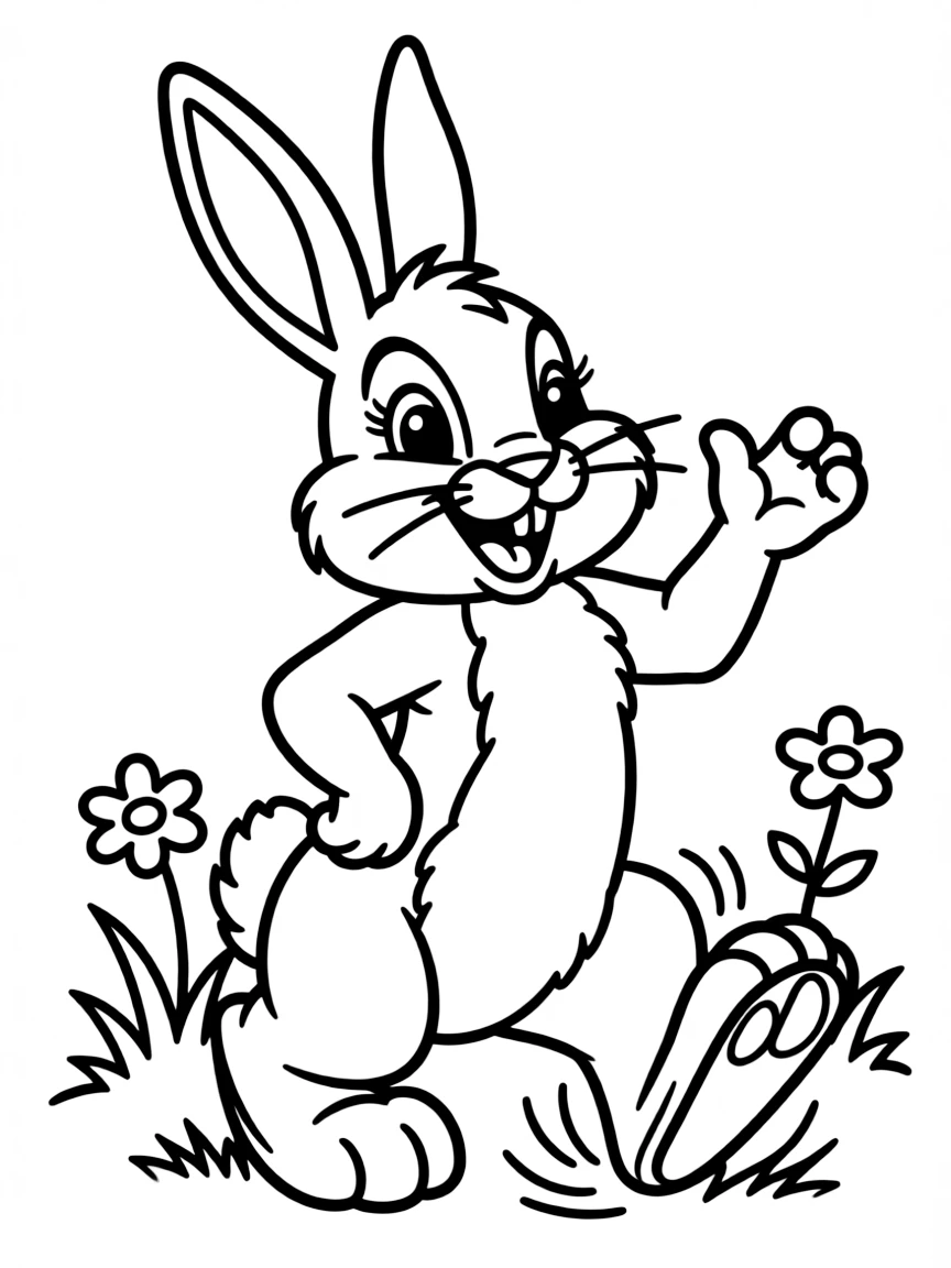 Thumper the rabbit thumping his foot and smiling.