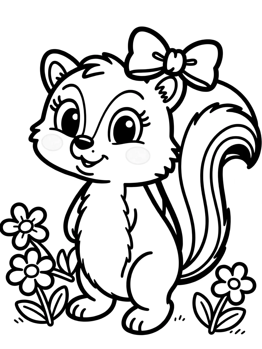 Flower the skunk looking shy and sweet.