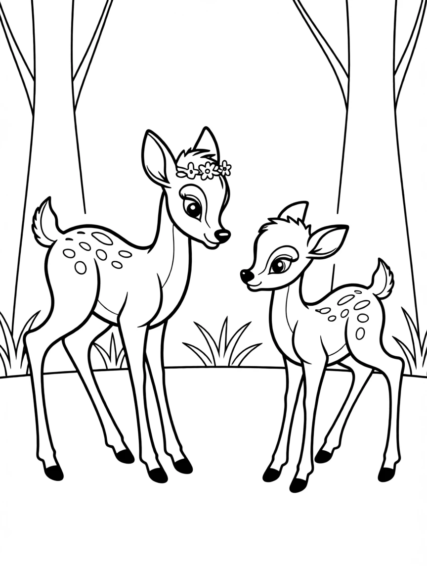 Faline looking at Bambi with adoration.