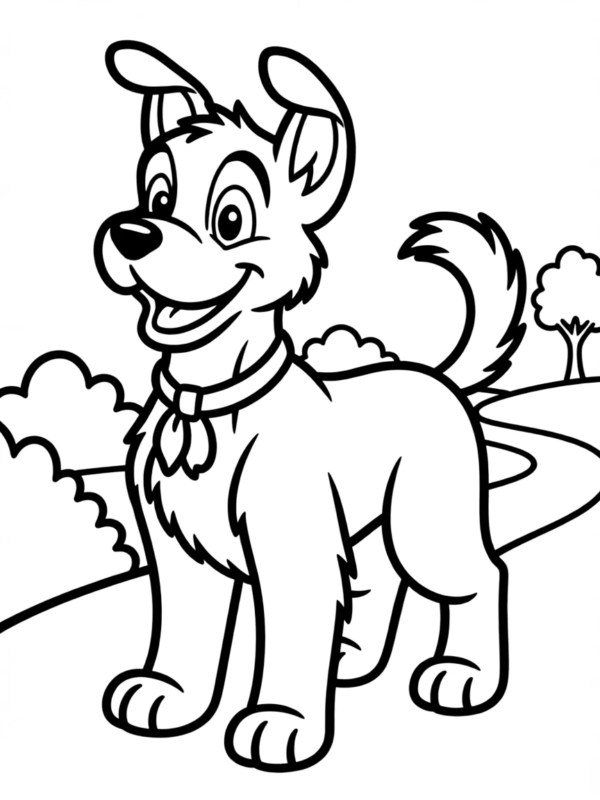 Tramp the mutt looking charming and adventurous.