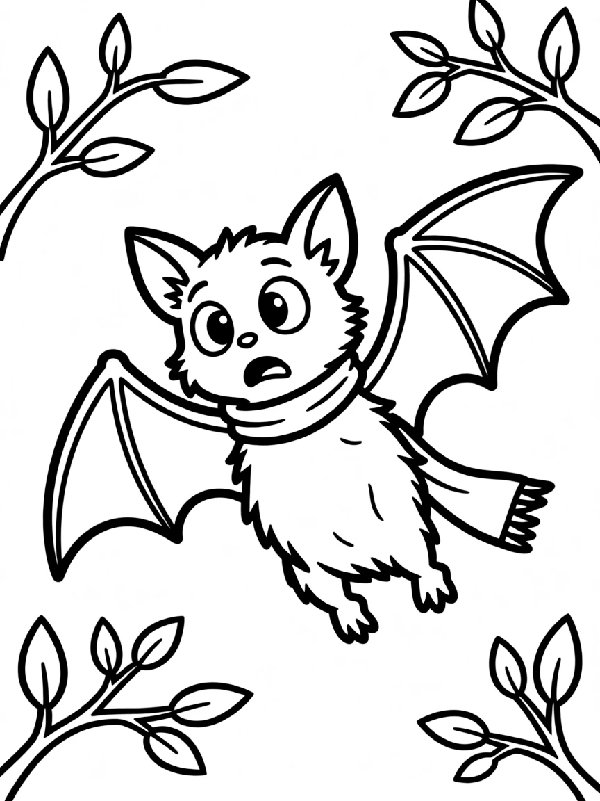 Fidget the bat looking clumsy and scared.