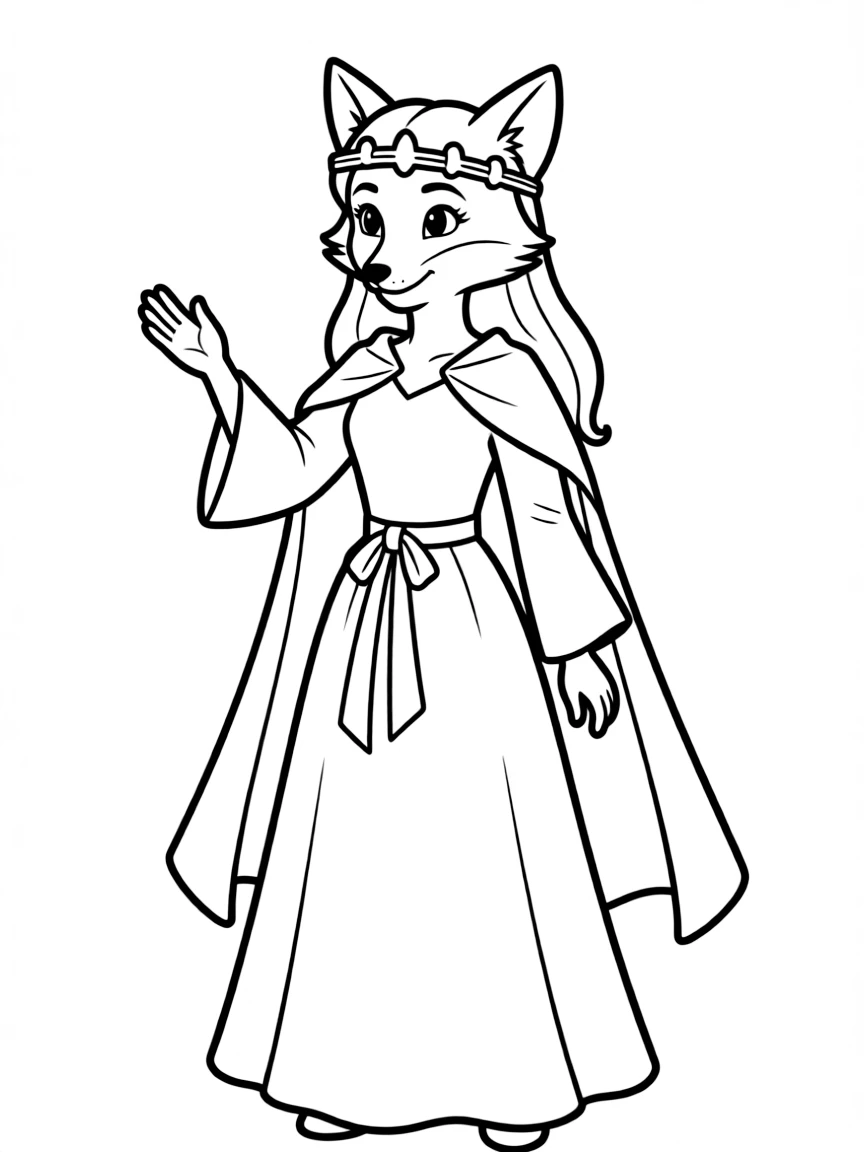 Maid Marian as a fox, looking beautiful and kind.