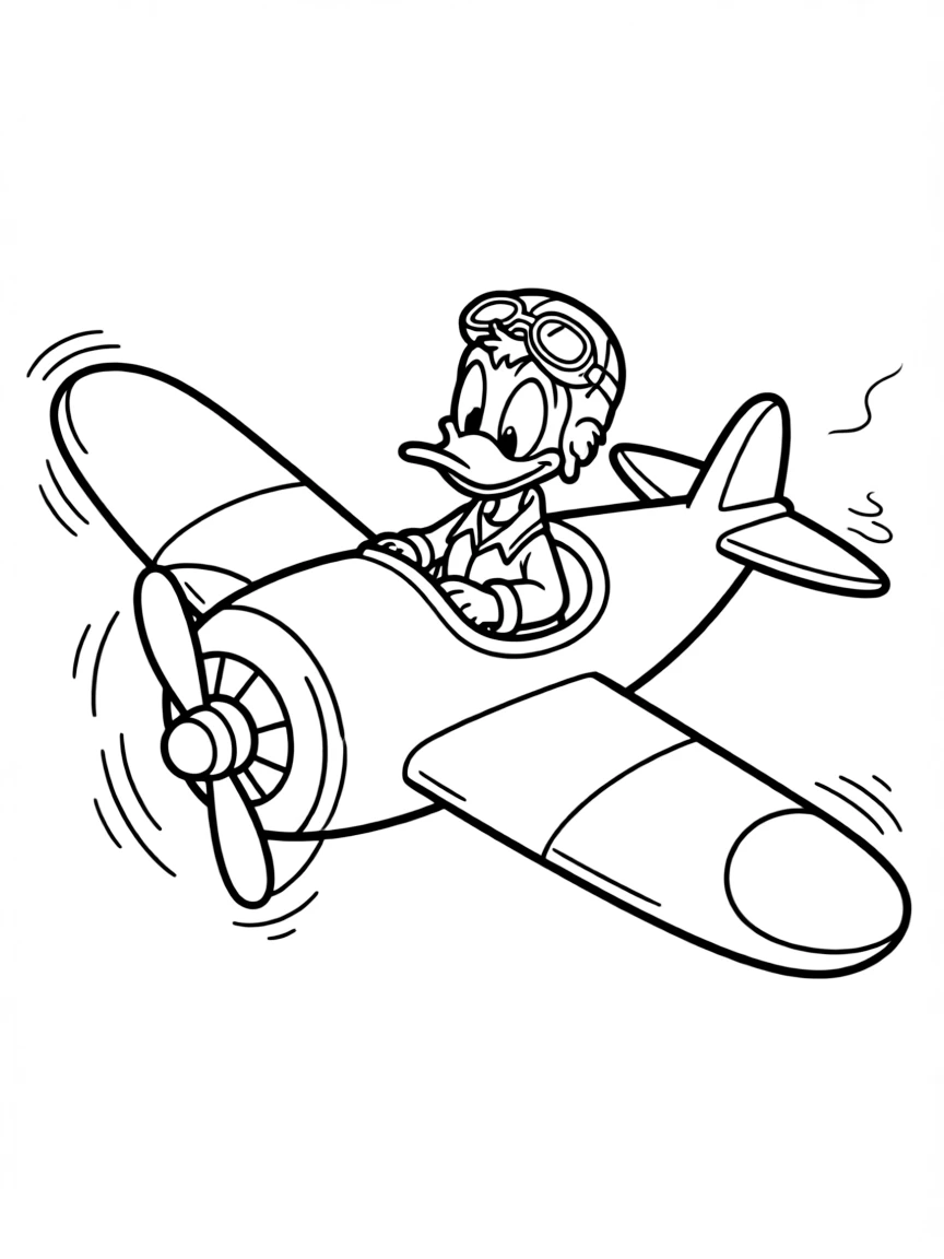 Launchpad McQuack flying a plane, looking a little crash-prone.