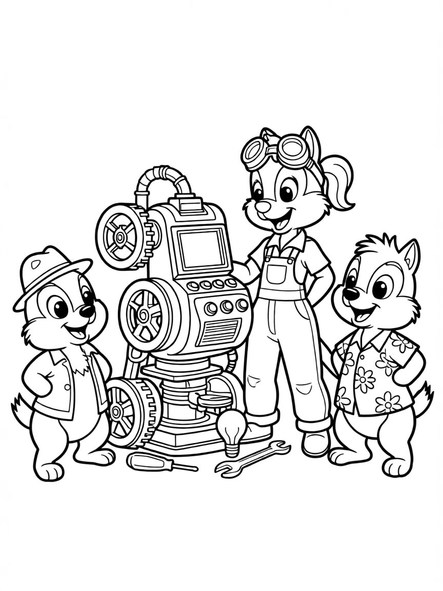 Chip 'n Dale Rescue Rangers, with Gadget Hackwrench inventing something.