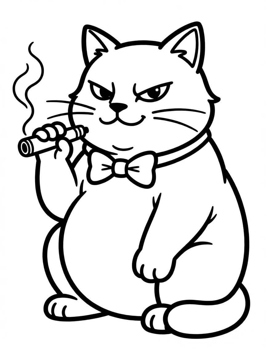 Fat Cat looking sly and cunning, with his cigar.