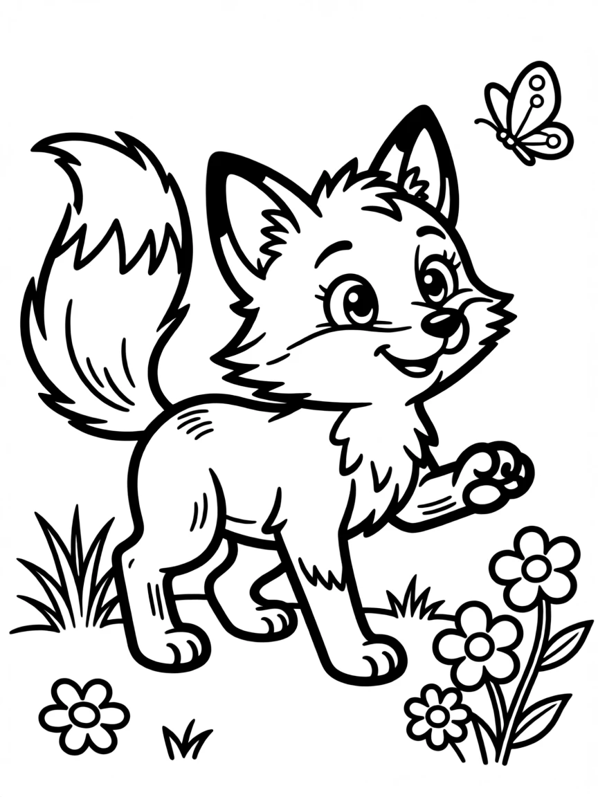 Tod the fox looking playful and curious.