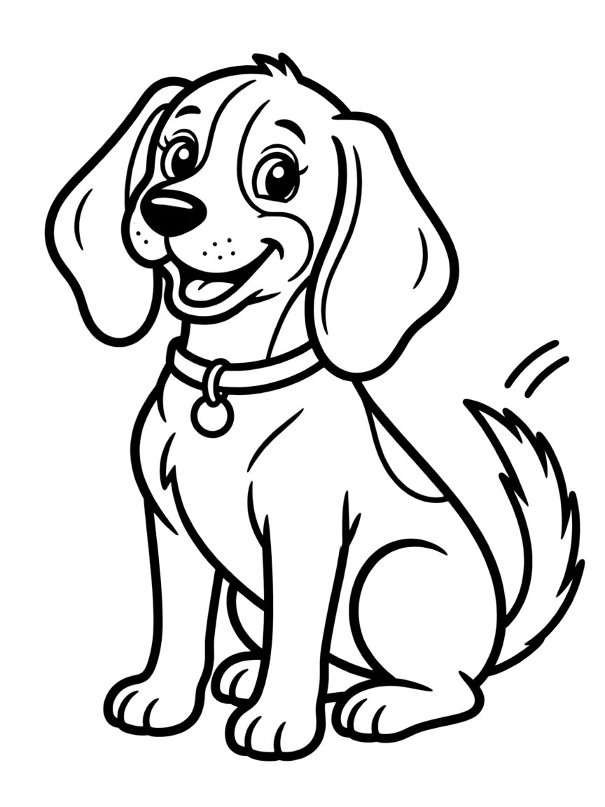 Copper the hound dog looking loyal and happy.