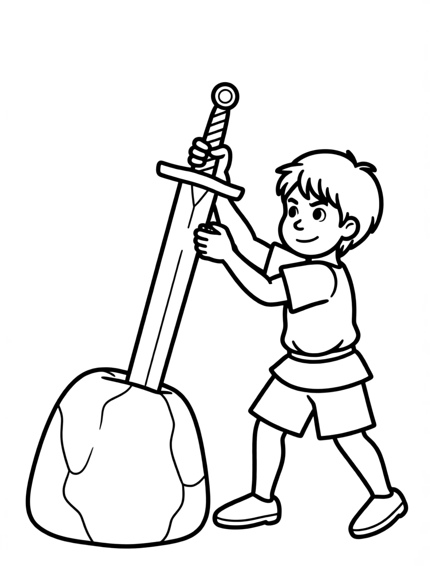 Wart (Arthur) pulling the sword from the stone.