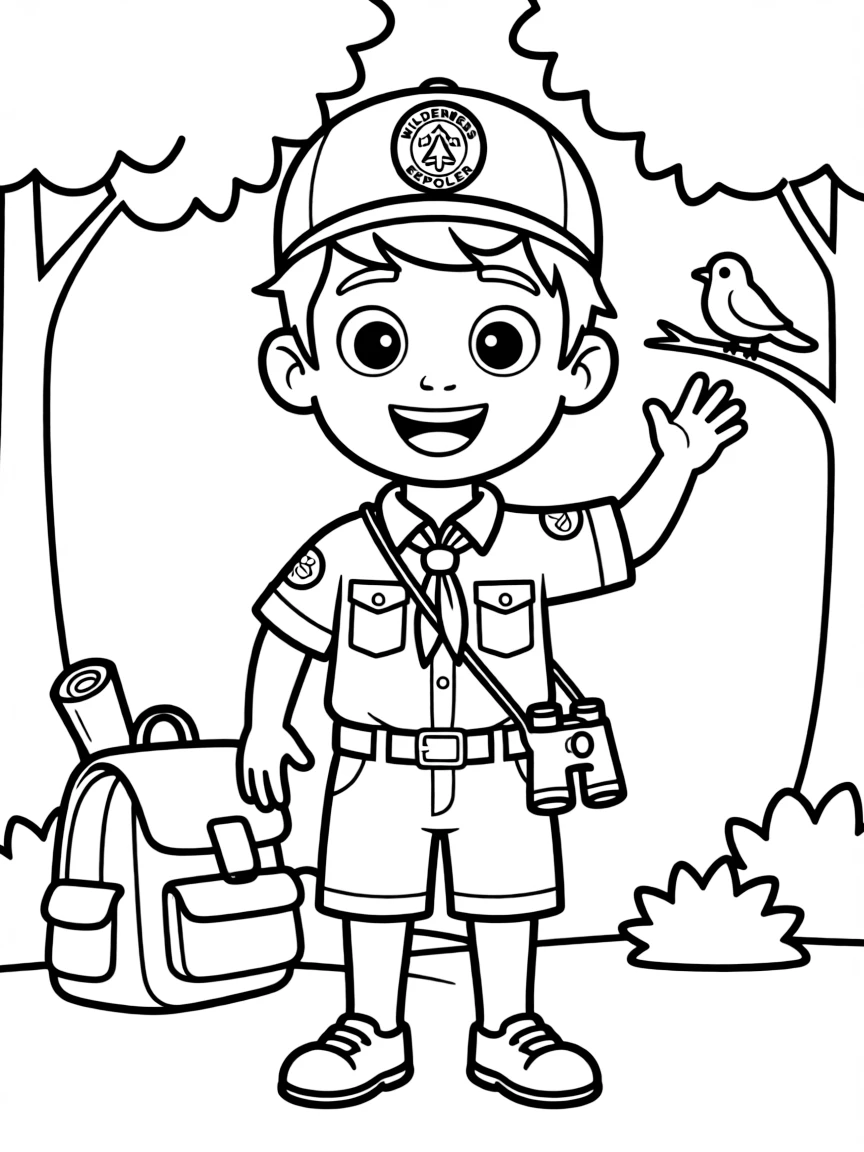 Russell looking eager, wearing his Wilderness Explorer uniform.