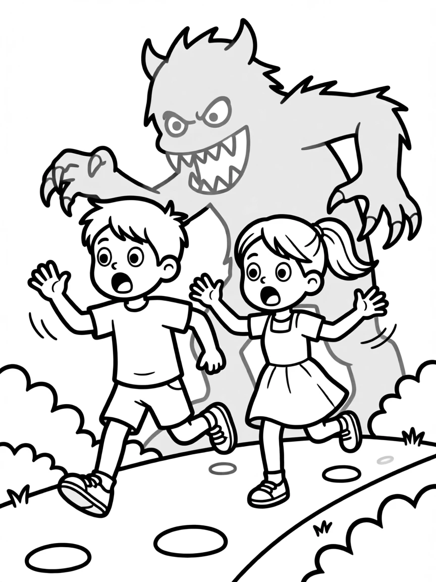 Fear screaming and running from something scary.