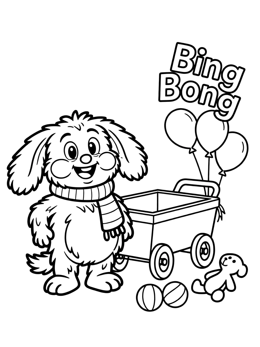 Riley's imaginary friend, Bing Bong, with his wagon.