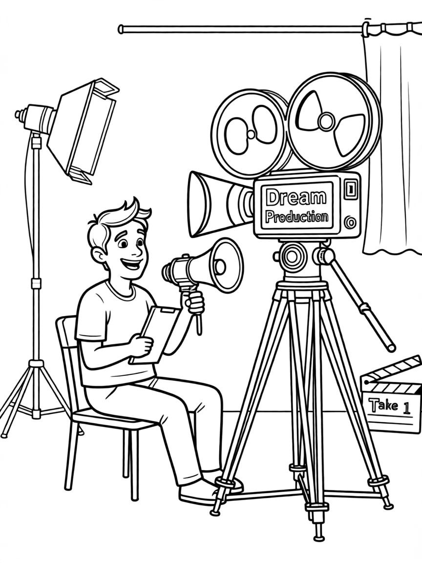 The Dream Production studio from Inside Out, with a director and camera.