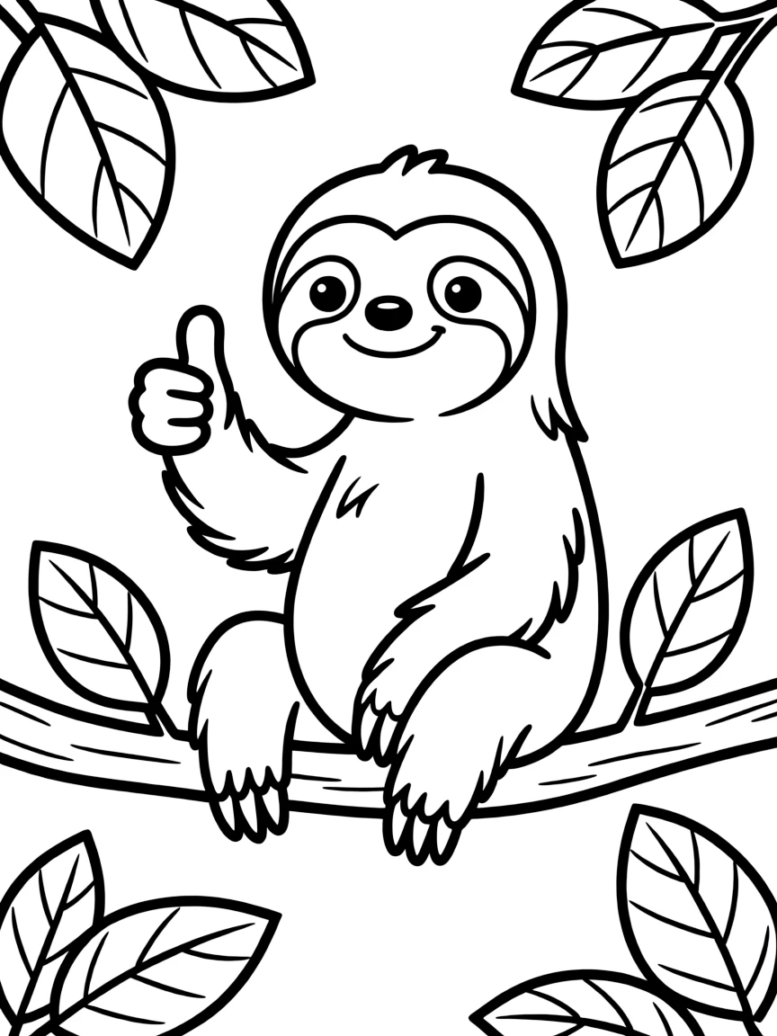 Flash the sloth slowly giving a thumbs up.