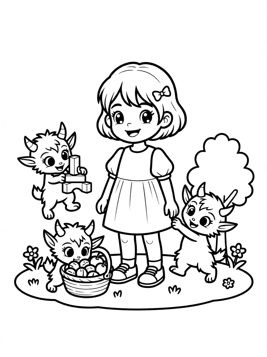 Little Noi and the Ongis causing mischief.