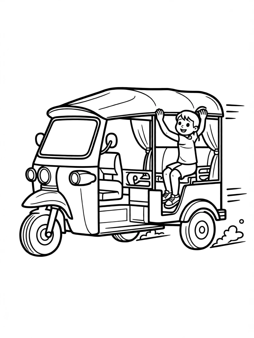 Tuk Tuk rolling quickly, with Raya riding on his back.