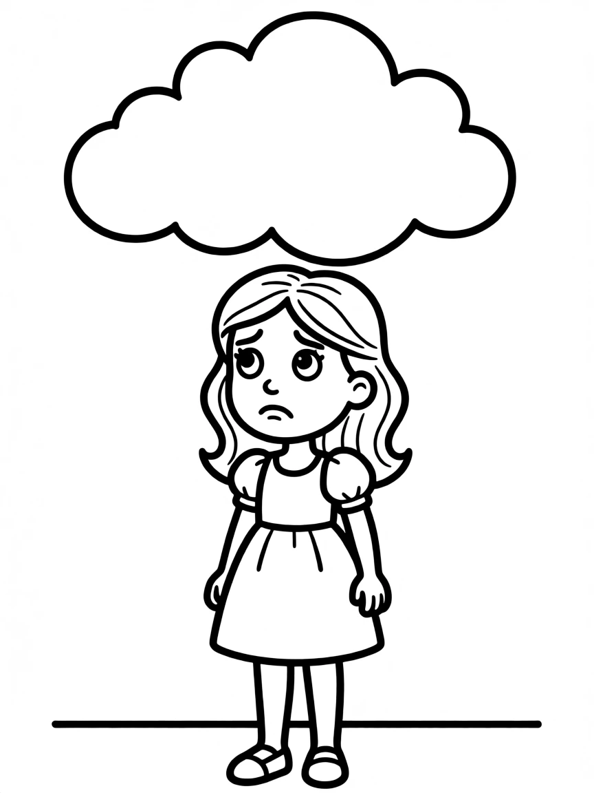 Pepa Madrigal with a cloud over her head, showing her mood.