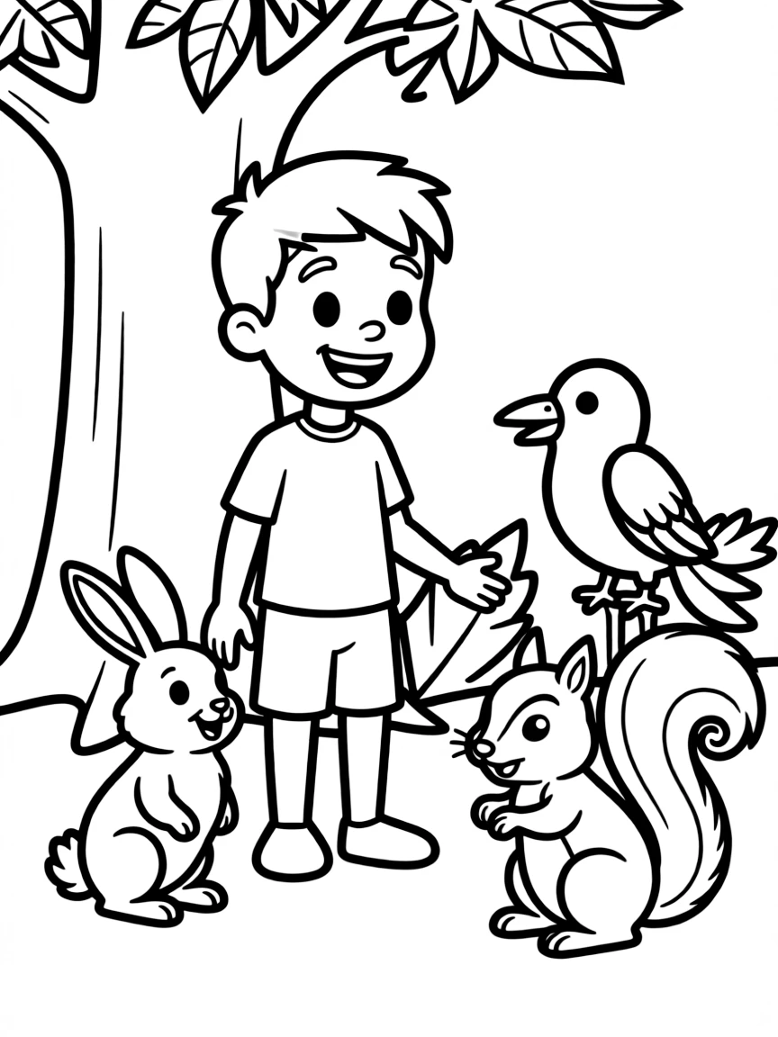 Antonio Madrigal talking to animals, looking joyful.