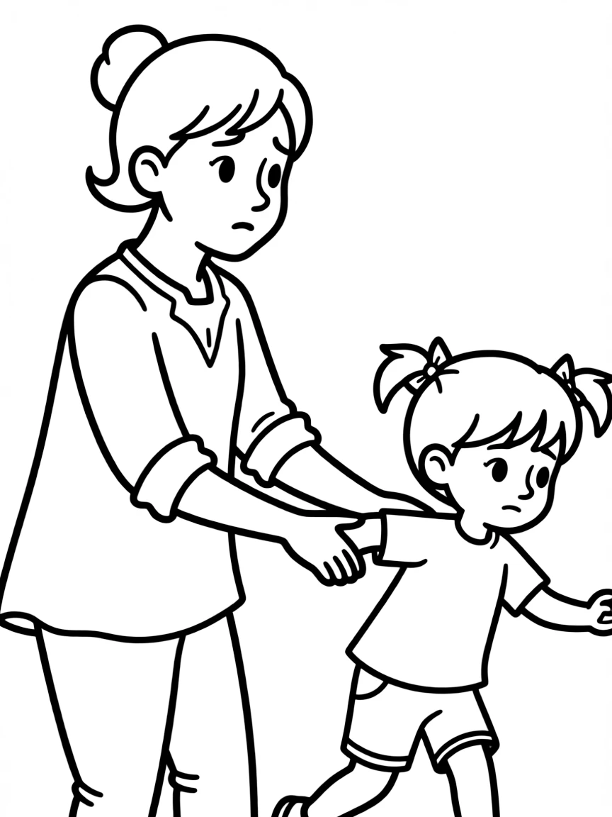 Ming Lee (Mei's mom) looking worried and trying to control Mei.