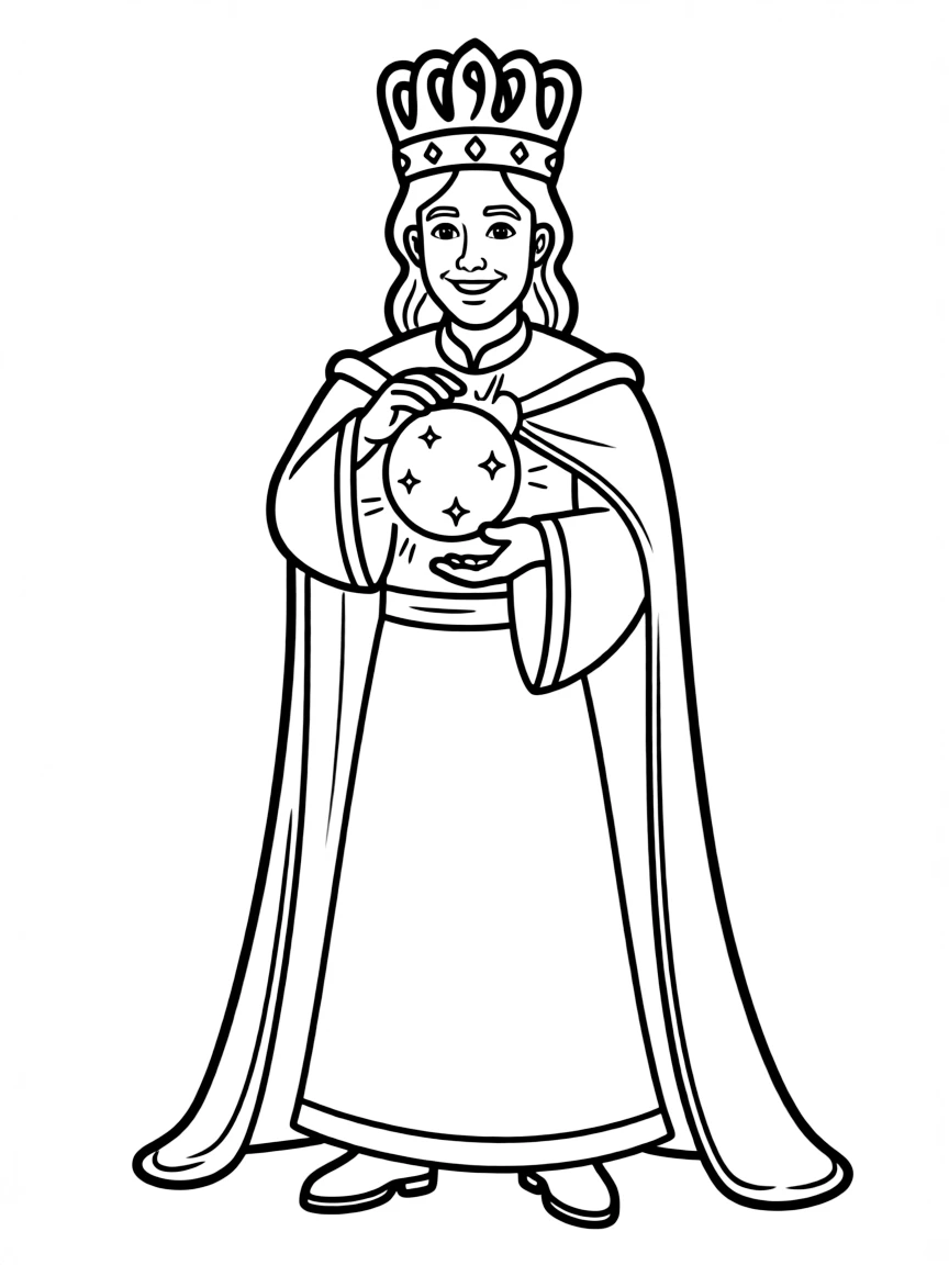 King Magnifico holding a glowing wish orb.