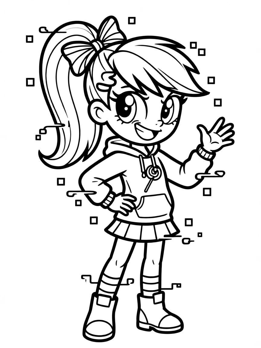Vanellope von Schweetz glitching and looking mischievous.