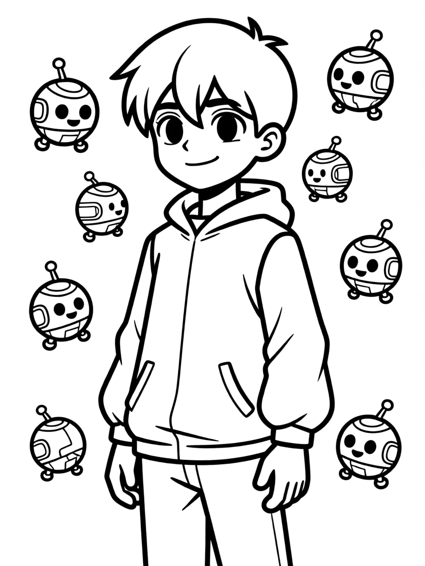 Yokai looking shadowy and mysterious, with his microbots.
