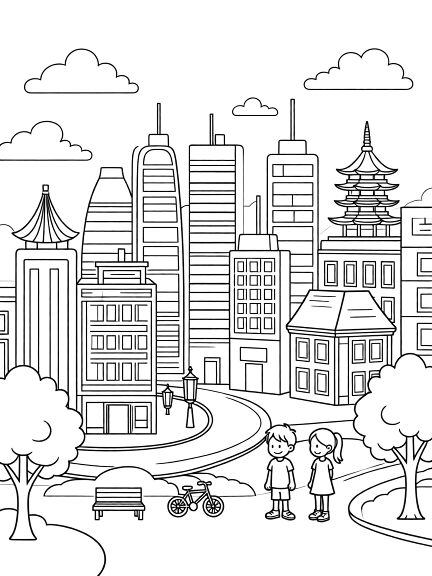 The city of San Fransokyo, with its unique architecture.