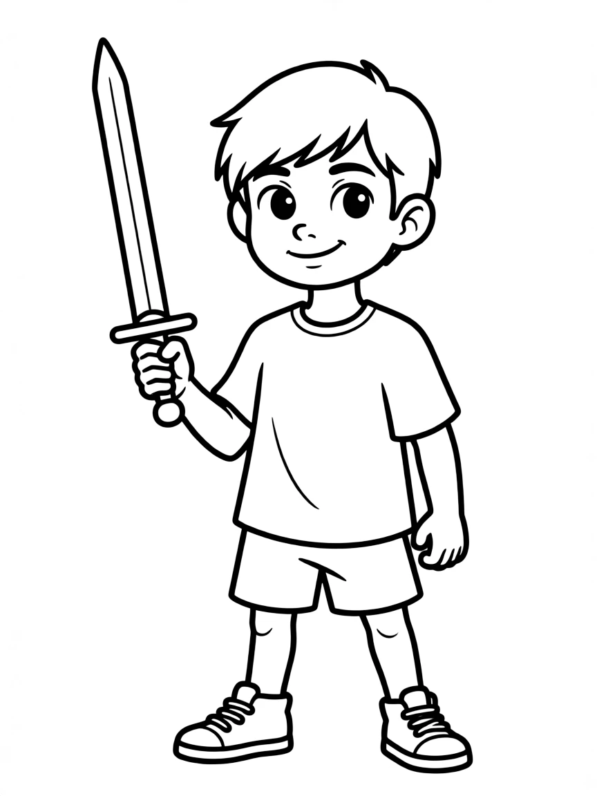 Little Noi looking cute and mischievous, holding a weapon.