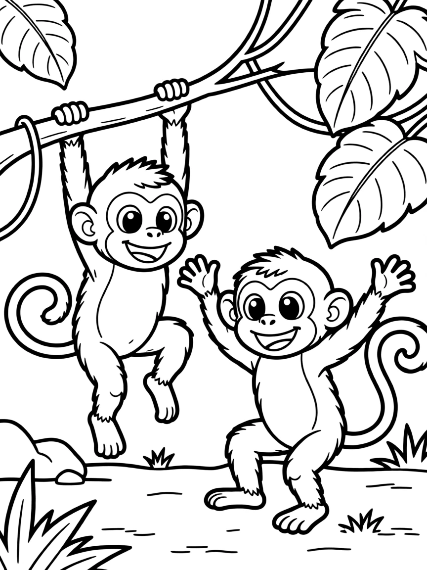 The Ongis playing together, acting like little monkeys.