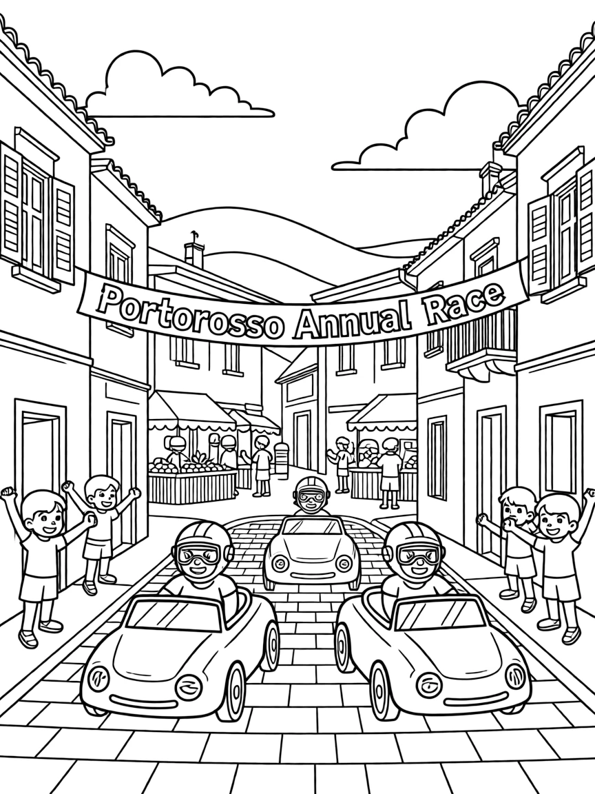 The town of Portorosso during the annual race.