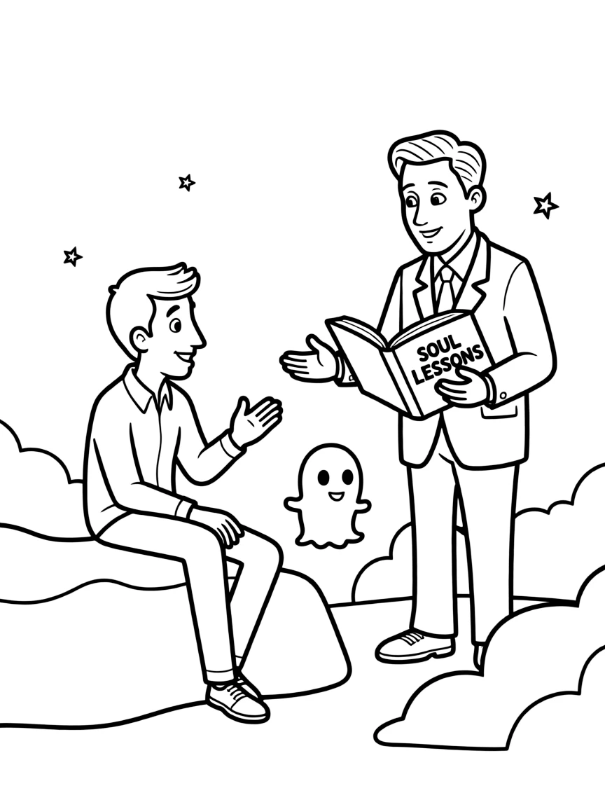 Joe Gardner and 22 talking with a mentor in the Great Before.