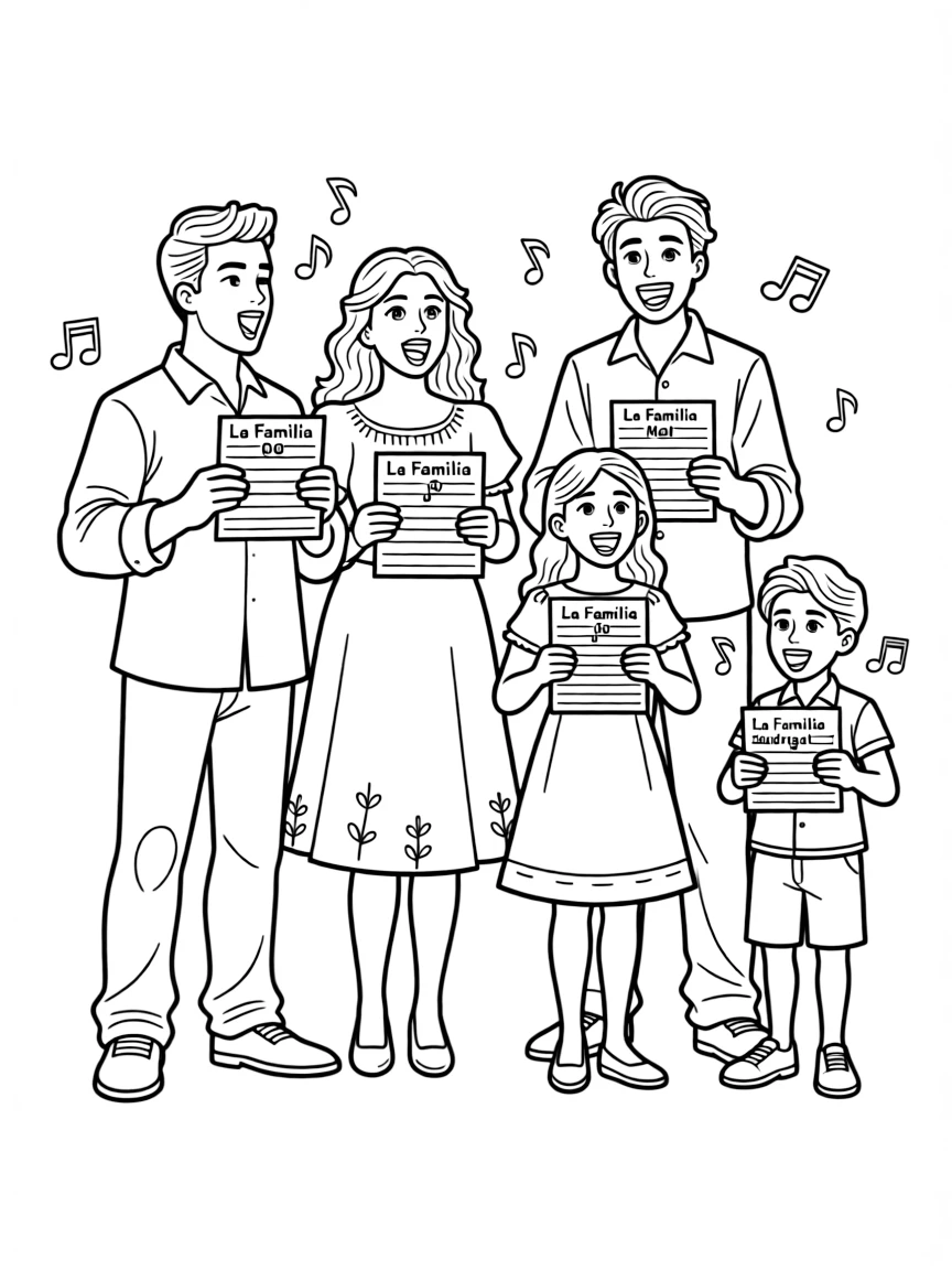 The entire Madrigal family singing together.