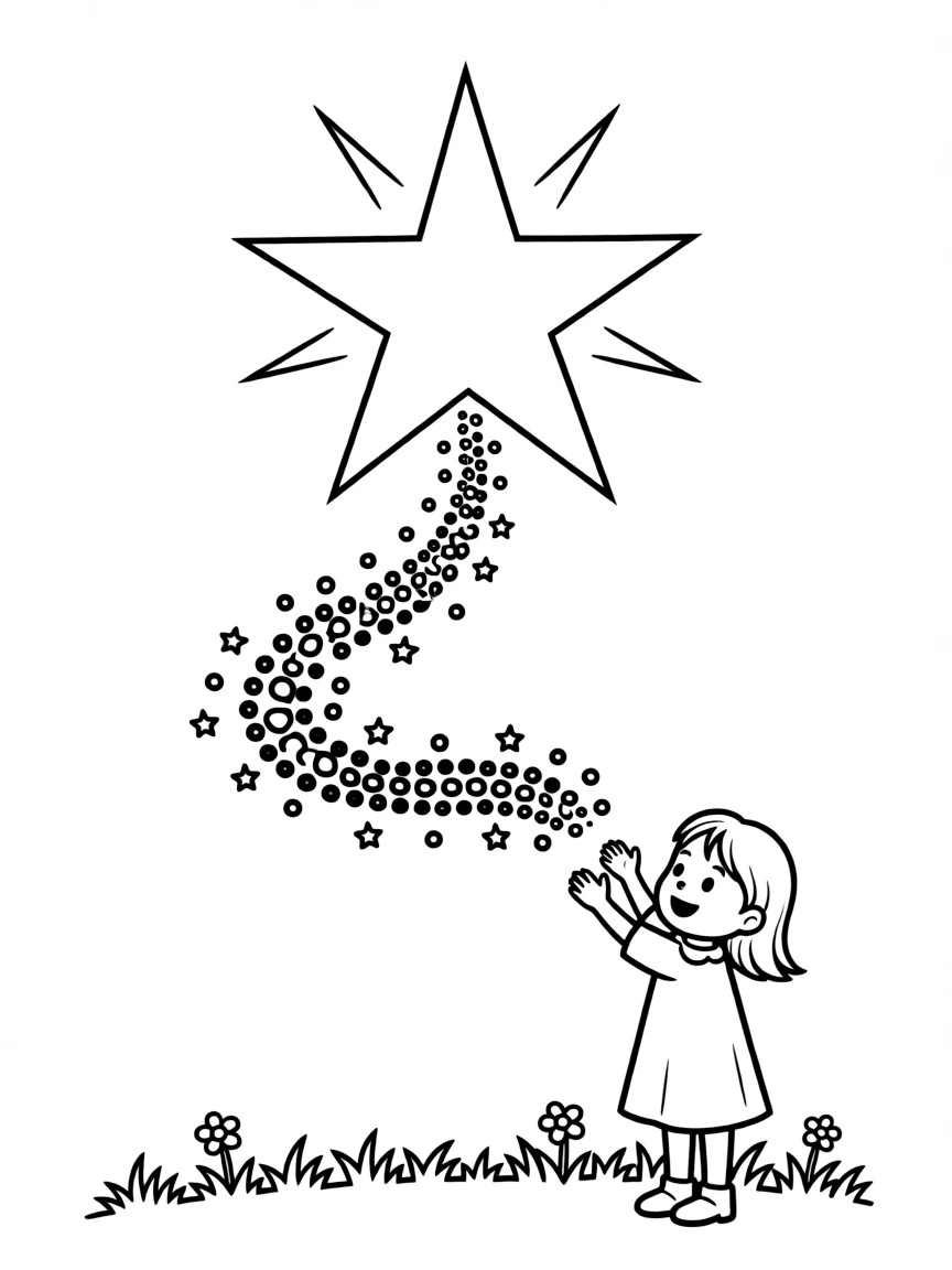 Star twinkling brightly, leaving a trail of stardust.