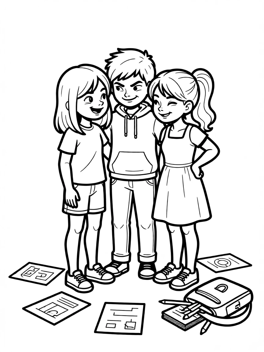 Asha and her friends planning something mischievous.